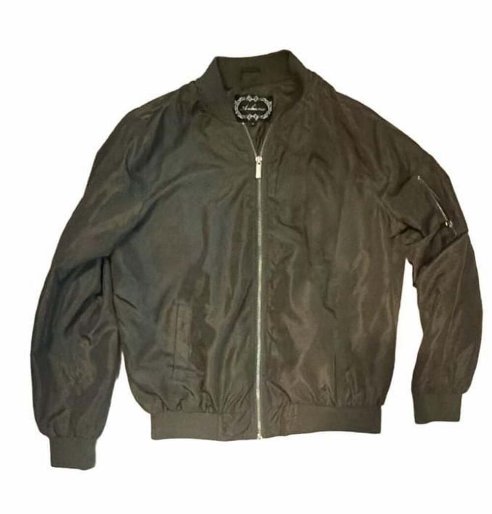 Ambiance Olive Green Full Zip Lightweight Bomber Jacket M
